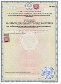 Приложение к санитарно-эпидемиологическому заключению